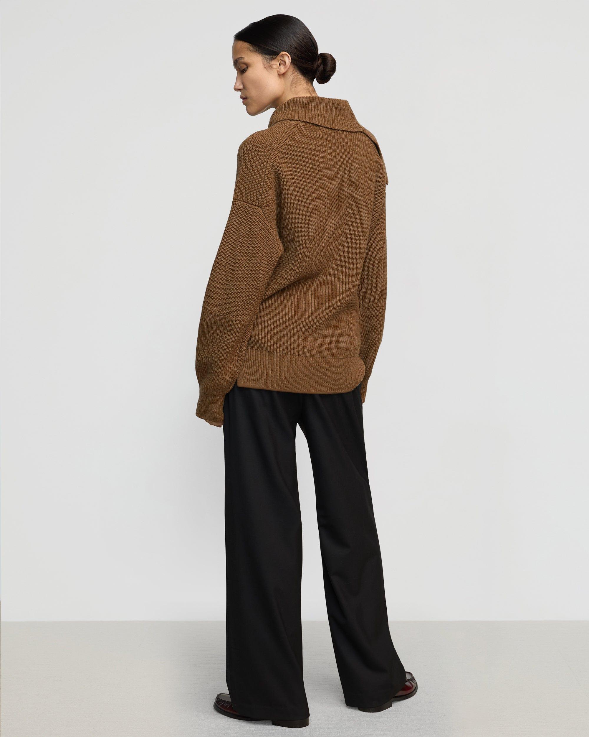 Ezra Organic Cotton-Wool Foldover-Collar Sweater Product Image