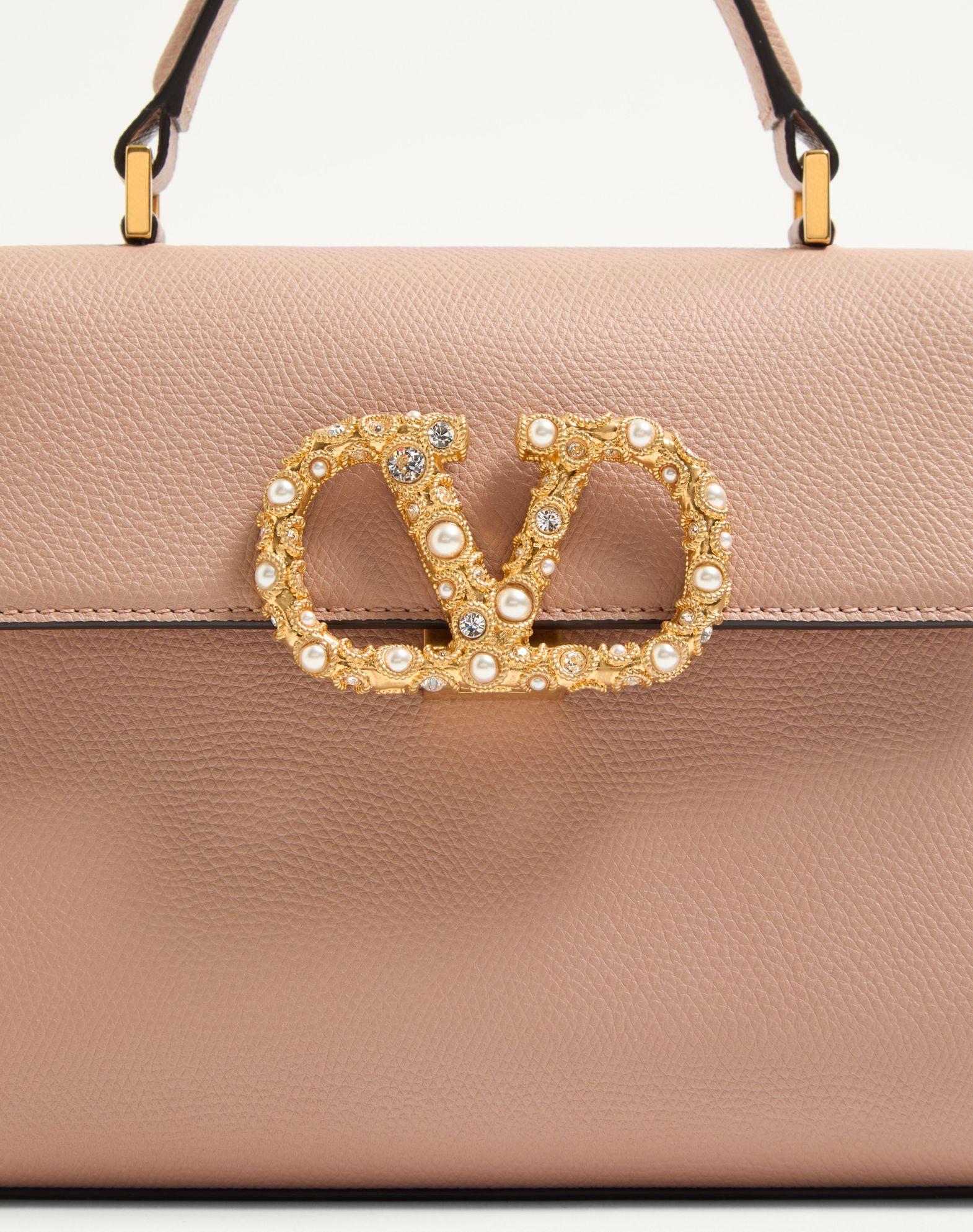 Valentino Garavani Vsling Small Handbag In Grainy Calfskin With Jewel Logo Product Image