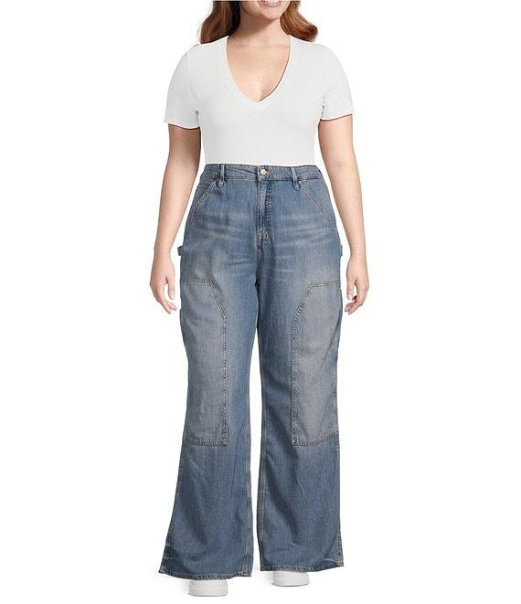 Good American Plus Good Ease Mid Rise Wide Leg Carpenter Jeans Product Image
