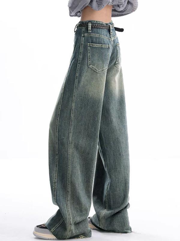 Vintage Wash Raw Trim Boyfriend Jeans Product Image