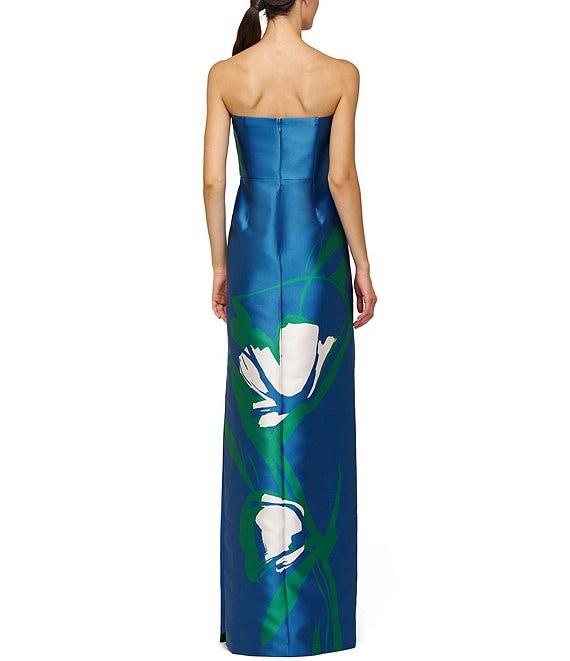 Kay Unger Marisol Mikado Strapless Large Floral Column Gown Product Image