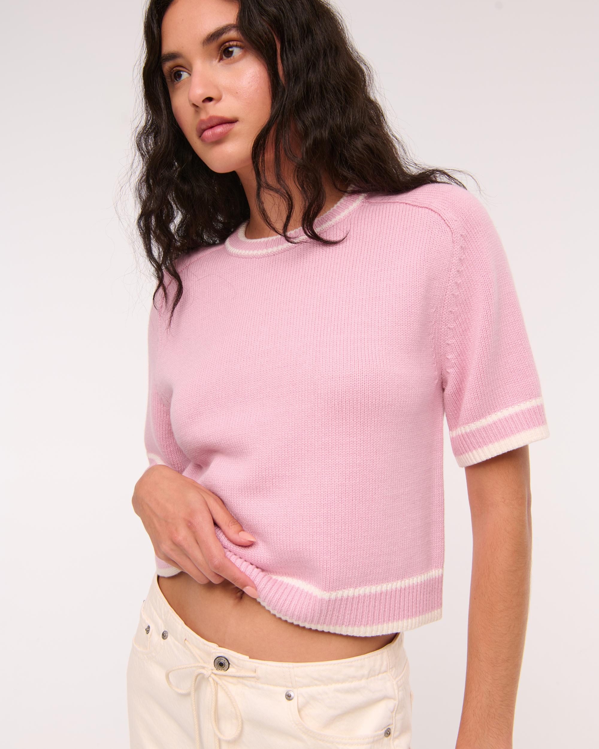 The A&F Madeline Textural Crew Sweater Tee Product Image