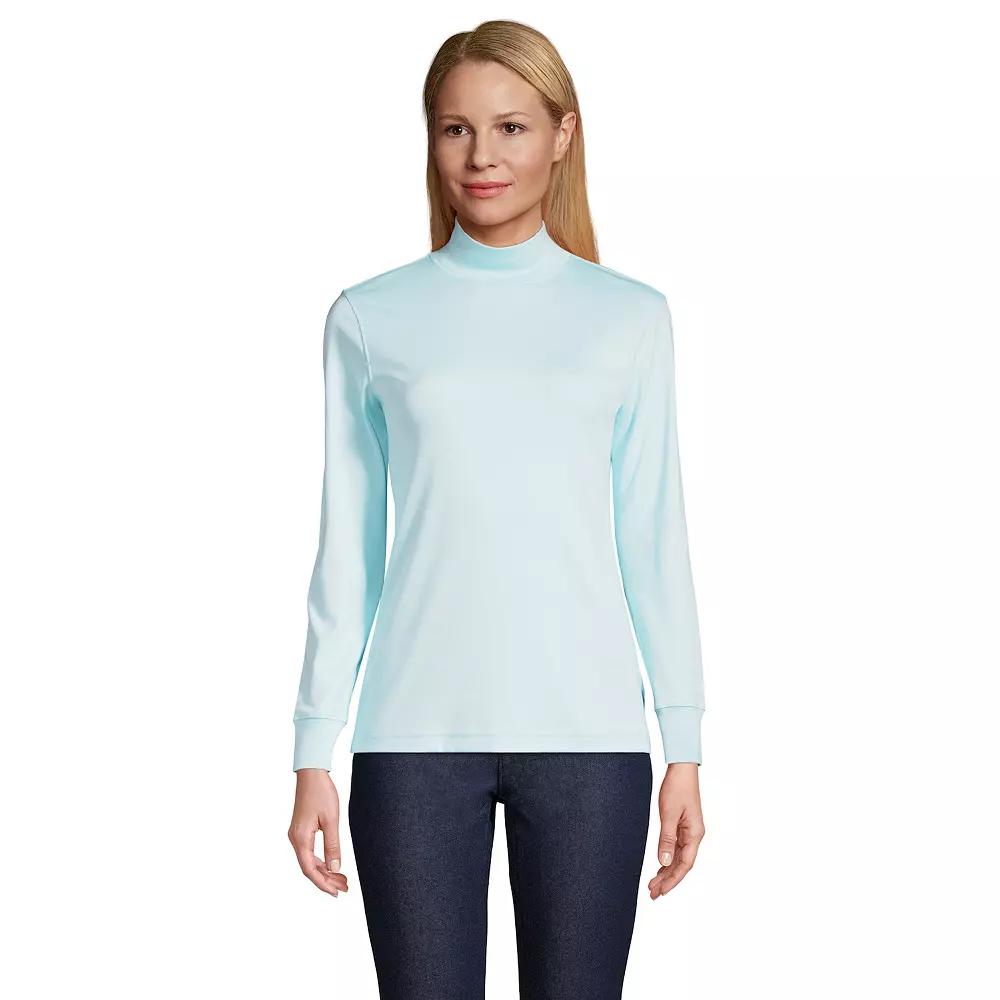 Women's Lands' End Long Sleeve Supima Mockneck Top,  Product Image