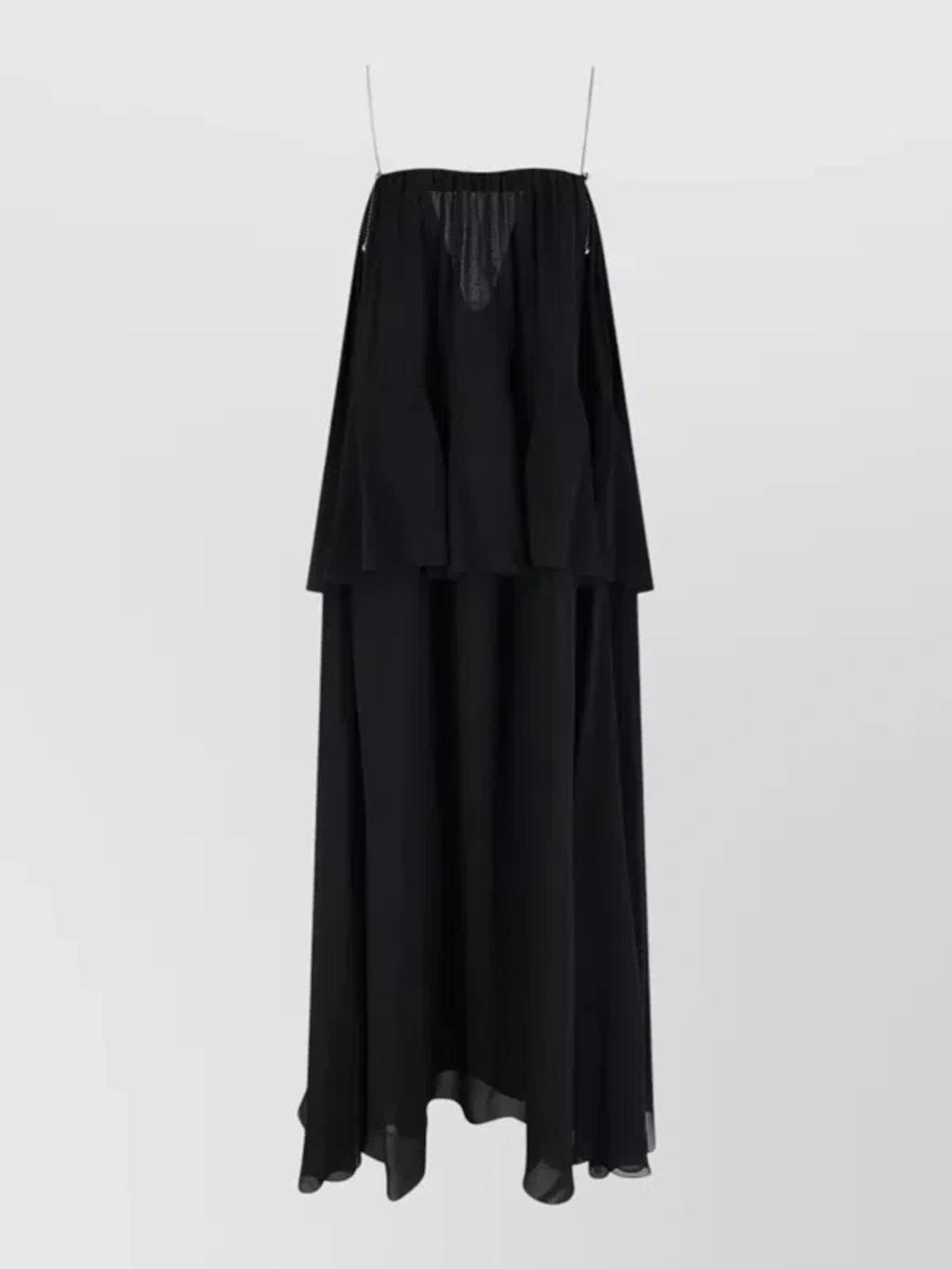 CHLOÉ Open-back Embellished Tiered Silk-georgette Maxi Dress In Black Product Image