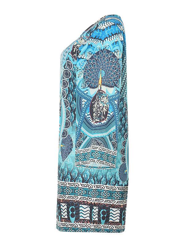 A-Line Flared Sleeves Printed Split-Joint V-Neck Mini Dresses Product Image