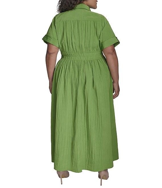 DKNY by Donna Karan Plus Size Button Down Collar Shirt Dress Product Image