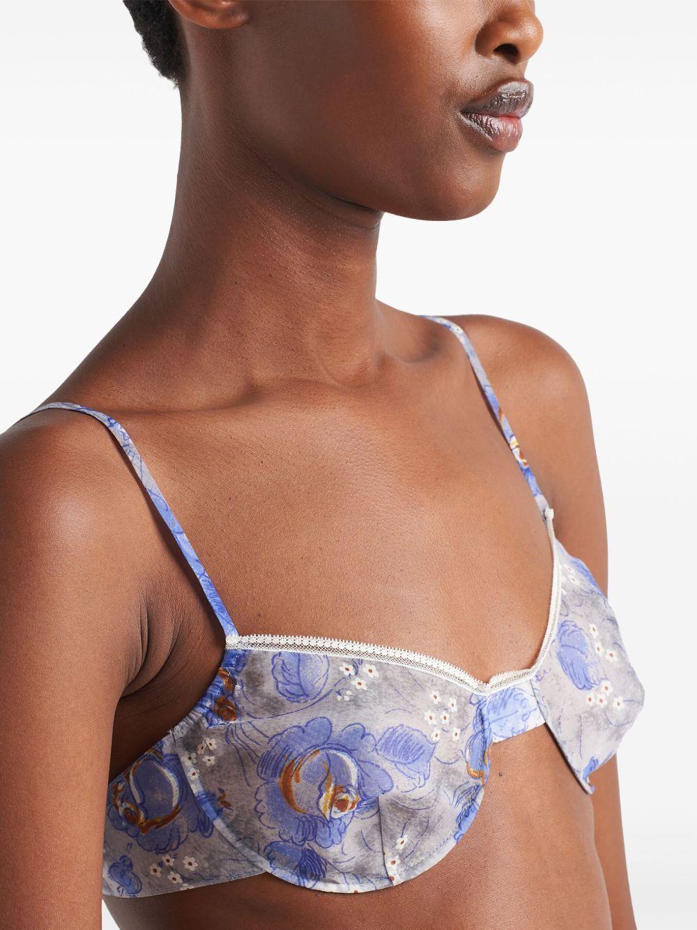 floral-print lace-trim bra Product Image