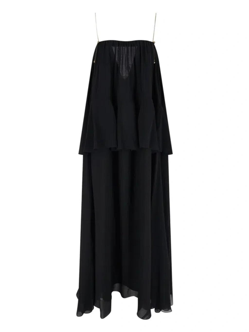 CHLOÉ Open-back Embellished Tiered Silk-georgette Maxi Dress In Black Product Image
