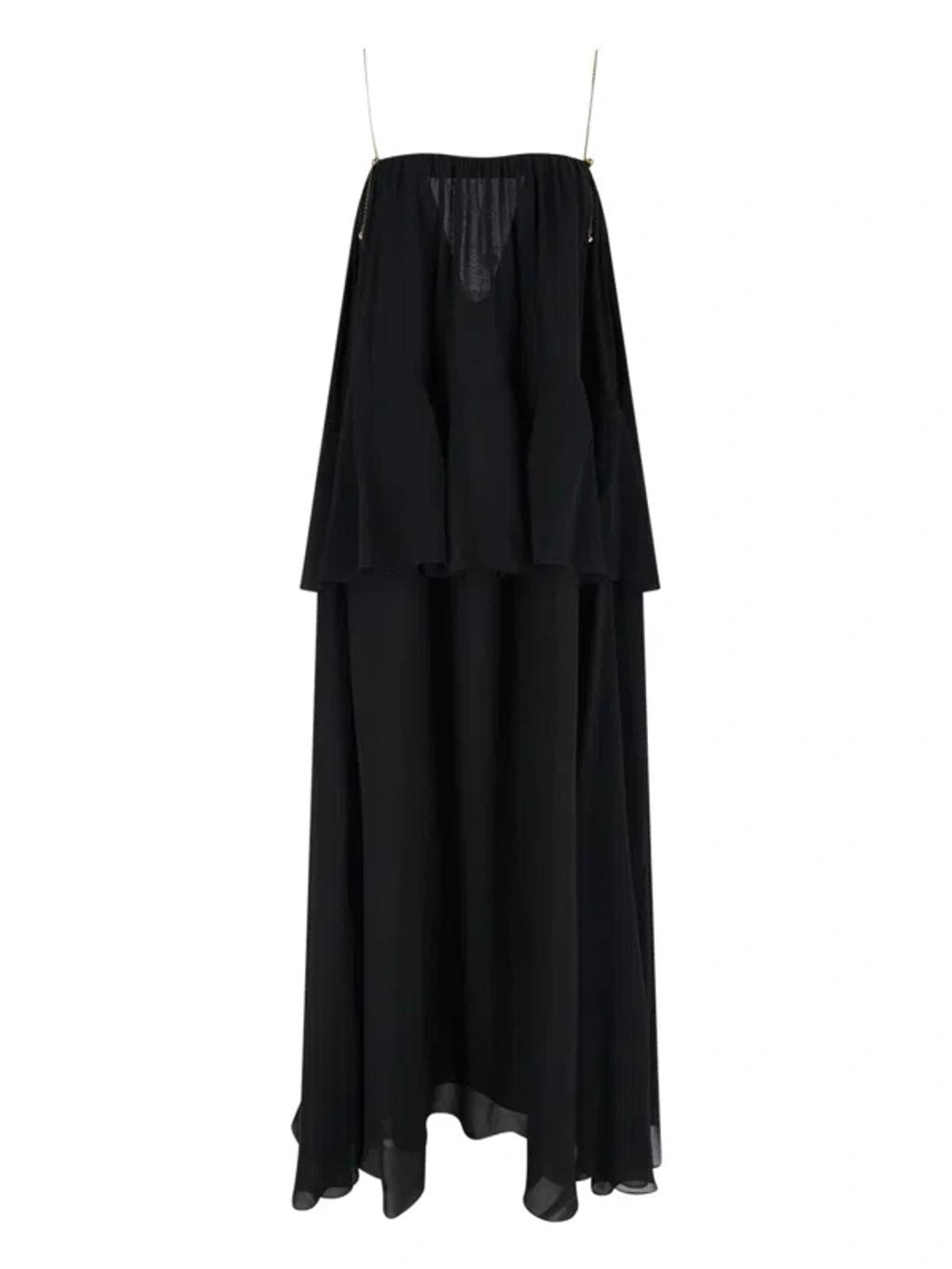 CHLOÉ Open-back Embellished Tiered Silk-georgette Maxi Dress In Black Product Image