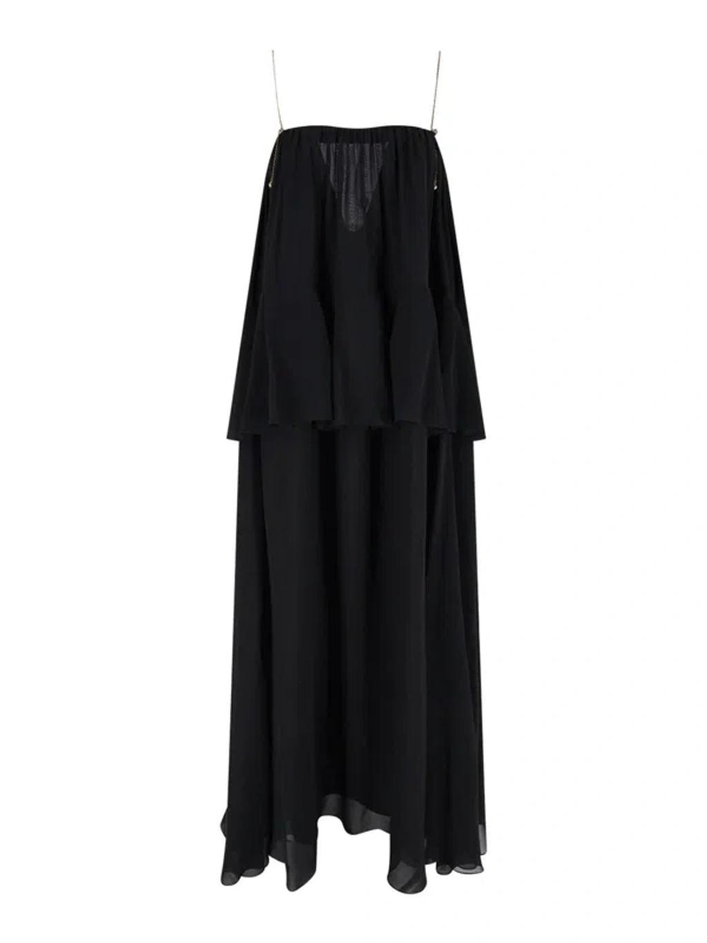 CHLOÉ Open-back Embellished Tiered Silk-georgette Maxi Dress In Black Product Image