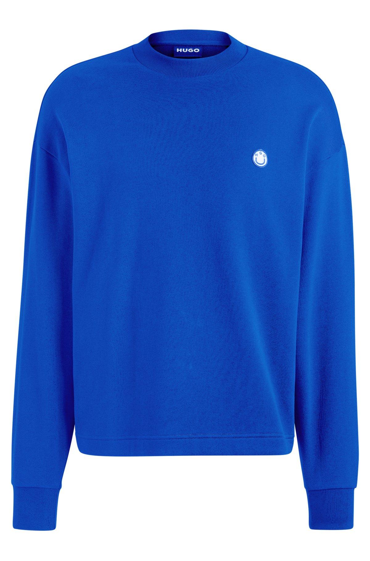 Cotton-terry sweatshirt with Happy HUGO Product Image