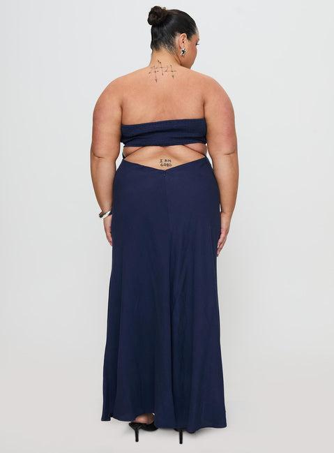 Yahir Strapless Maxi Dress Navy Curve Product Image