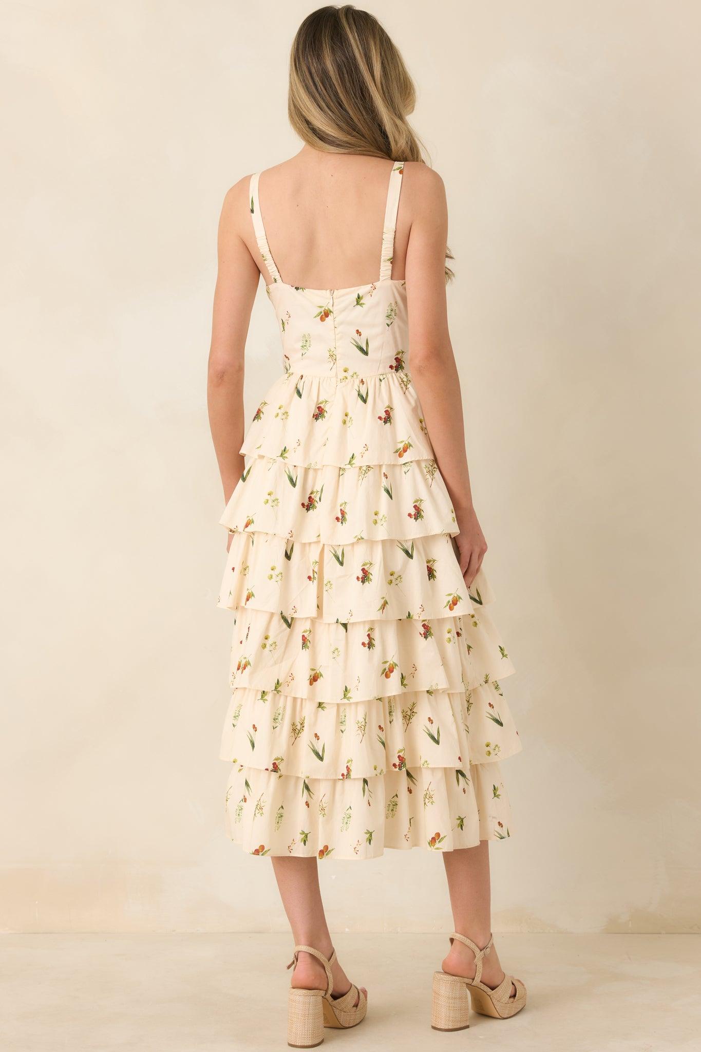 Tell Me Everything Ivory Multi Floral Print Cotton Midi Dress L / Ivory Product Image