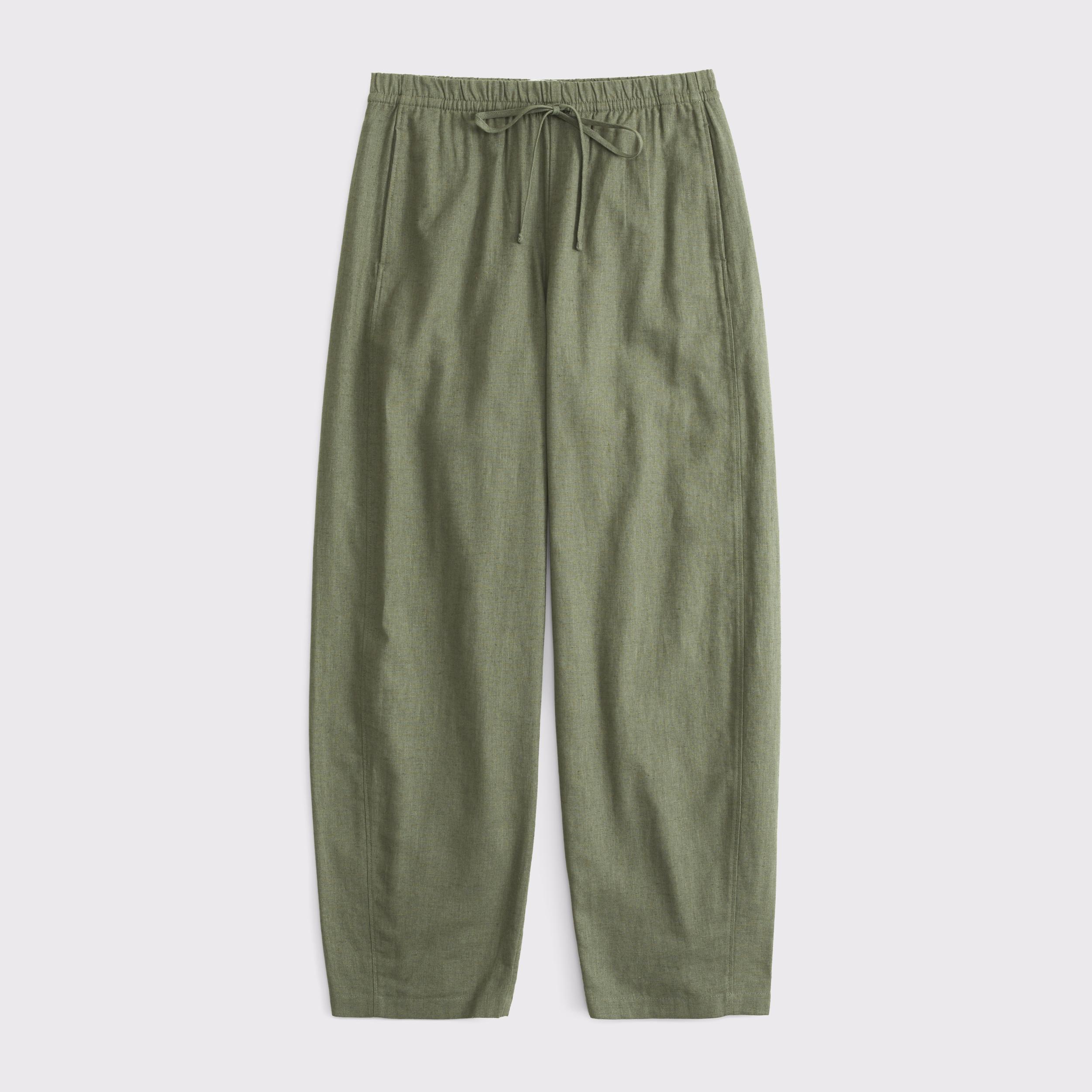 Linen-Blend Barrel Pull-On Pant Product Image