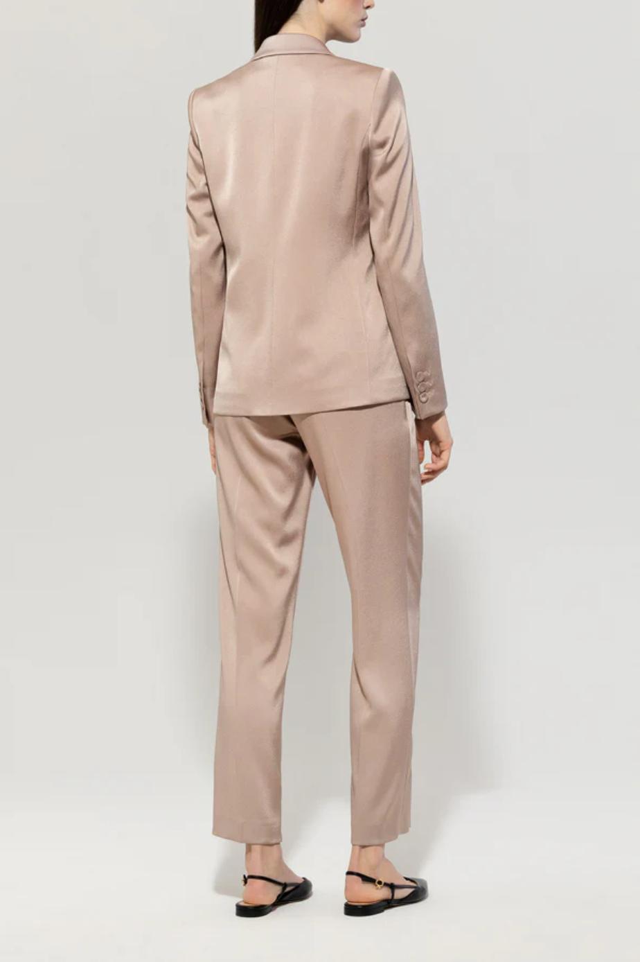 Luisa Cerano Dusty Pink Satin Tapered Trousers Product Image