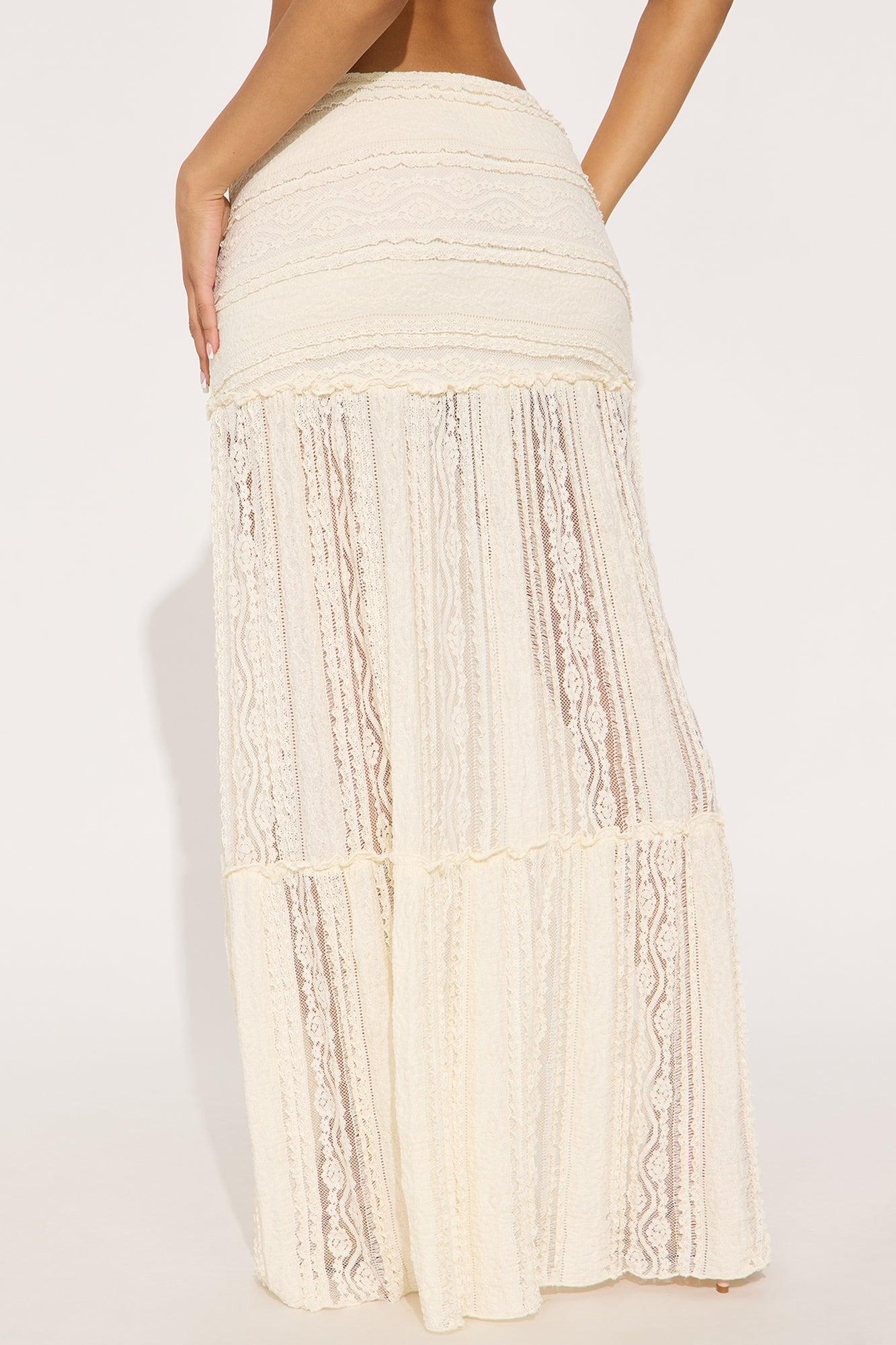 Know Your Worth Lace Maxi Skirt - Cream Product Image