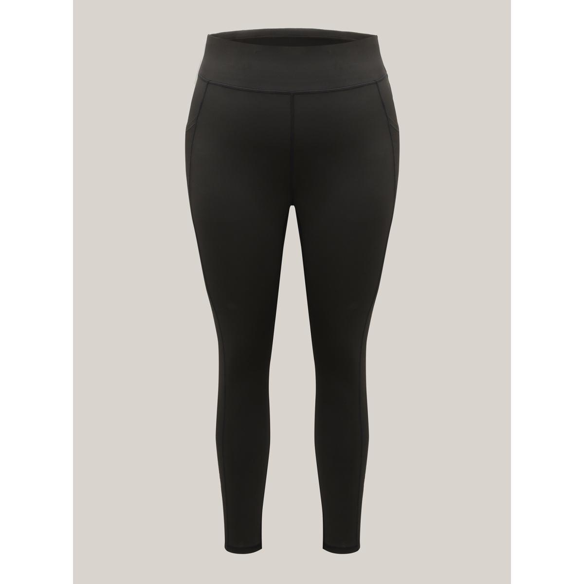 Plus Size Stretchy Wide-Waistband Tight-Fit Leggings Women Black Casual Leggings BloomChic 10/M Product Image