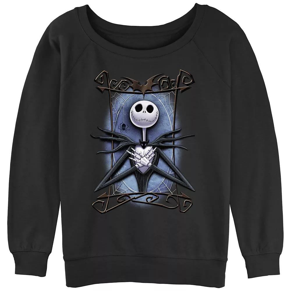 Disney's The Nightmare Before Christmas Juniors' Jack Spooky Frame Slouchy Terry Graphic Pullover, Women's, Size: Small, Black Product Image