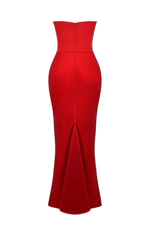 Persephone  scarlet strapless corset maxi dress Product Image