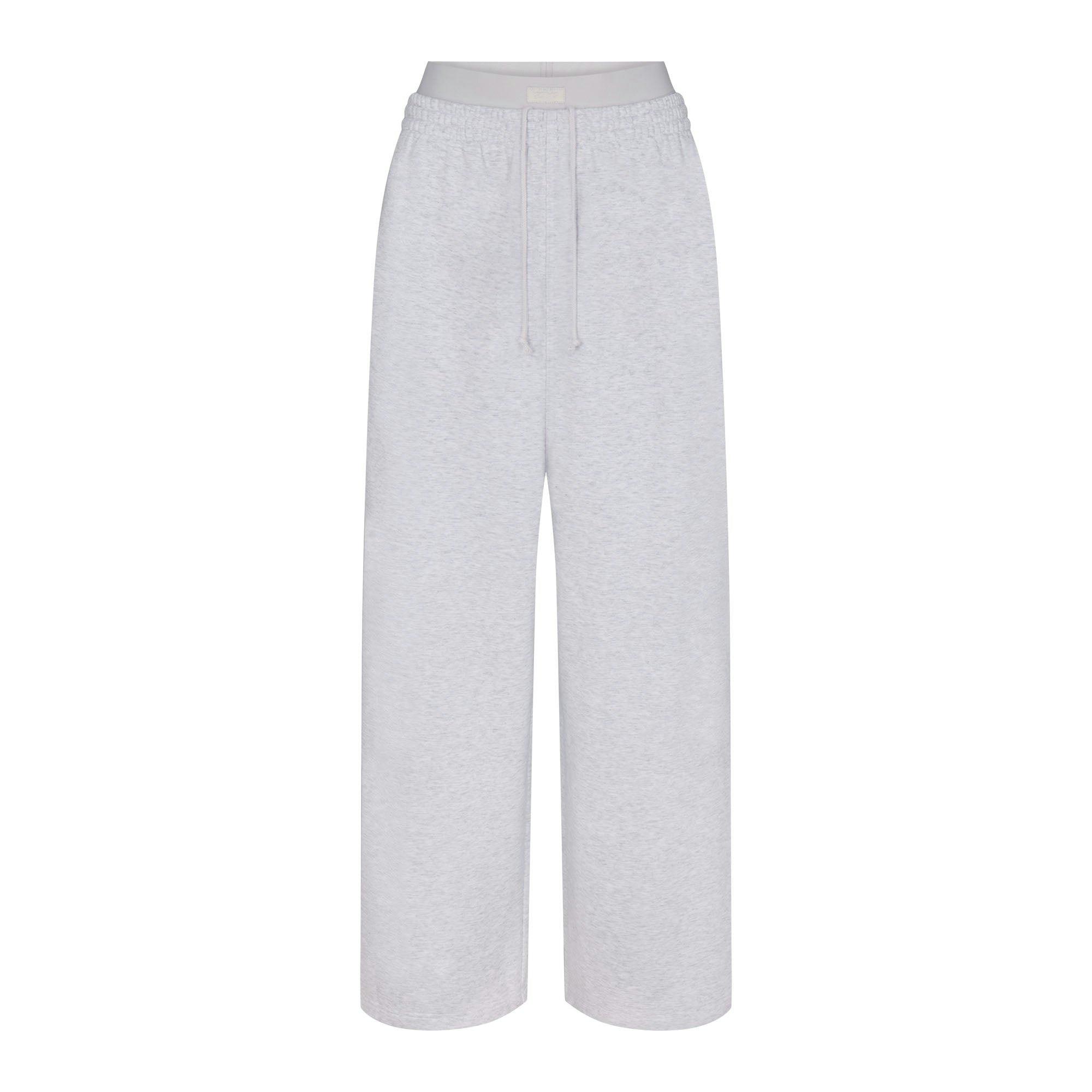 COTTON FLEECE OVERSIZED DOUBLE WAISTBAND PANT | LIGHT HEATHER GREY Product Image