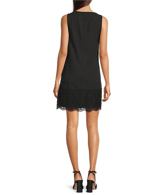 Anne Klein Sleeveless Square Neck Lace Trim Dress Product Image