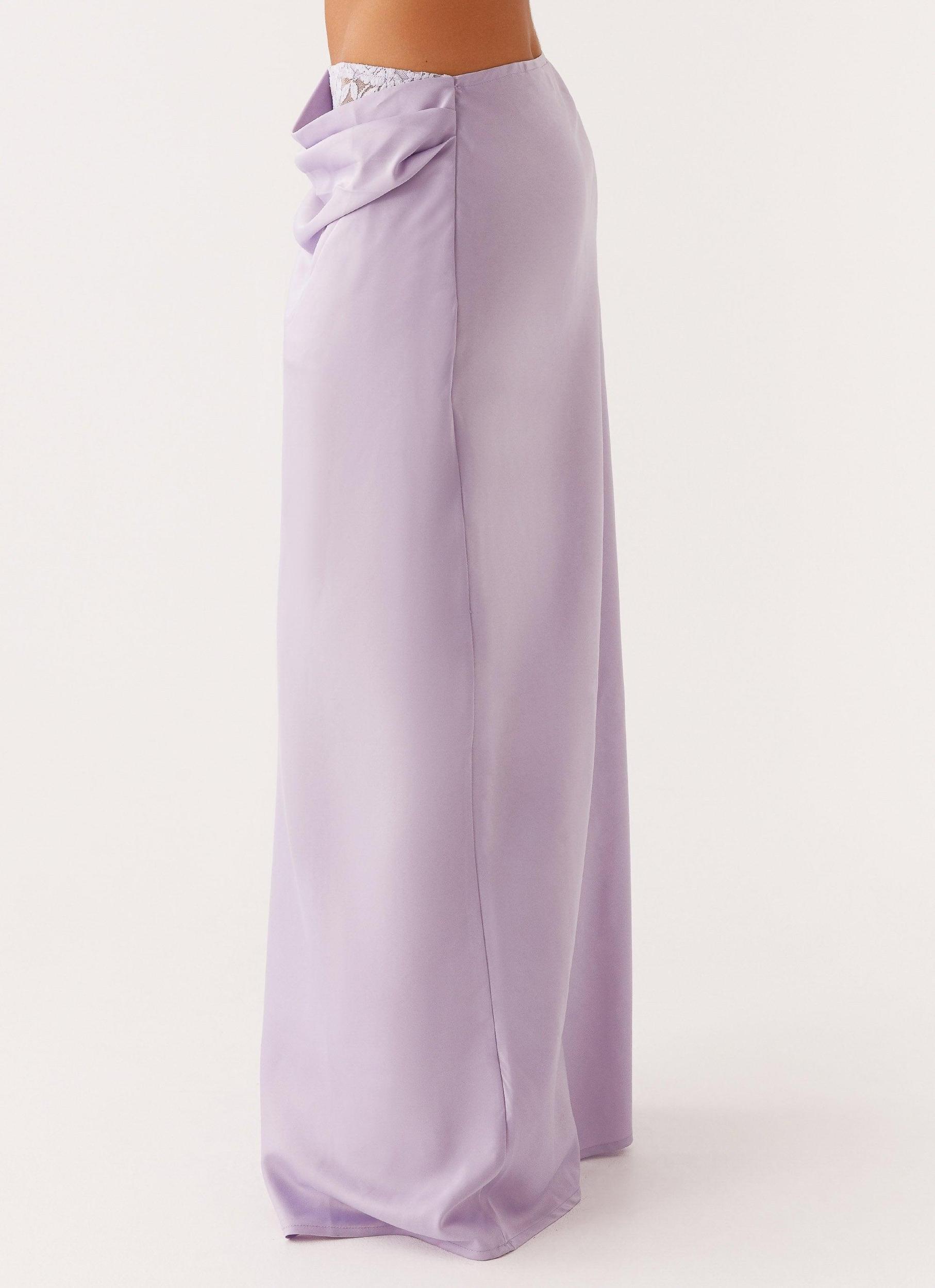 Nancy Lace Satin Maxi Skirt - Lilac Product Image
