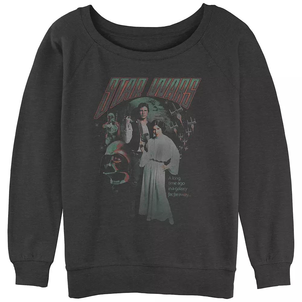 Juniors' Star Wars A Long Time Ago Group Shot Logo Slouchy Graphic Sweatshirt, Girl's,  Product Image
