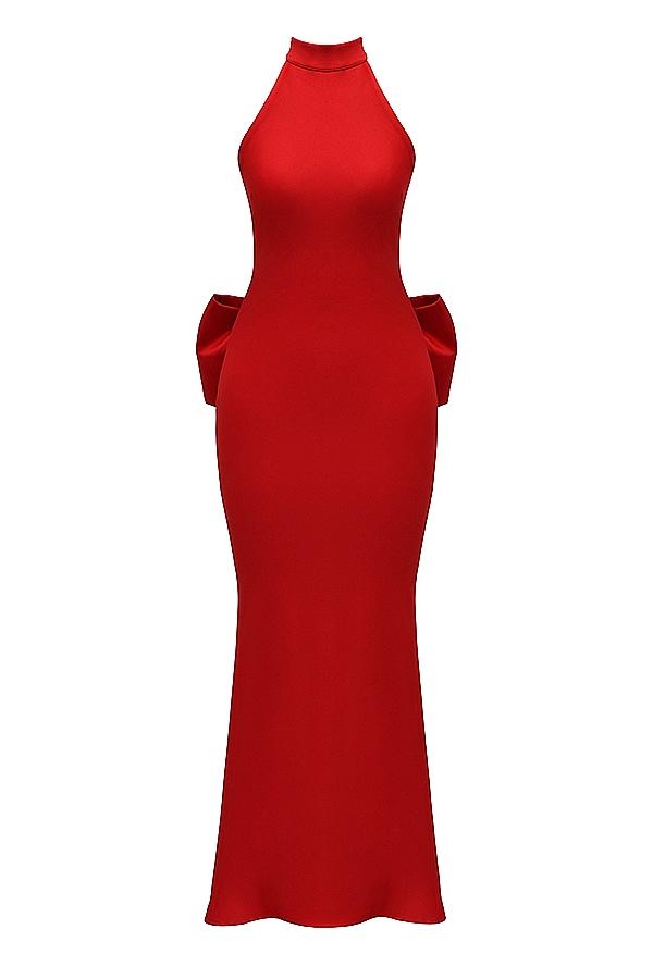 Ilaria  red bow halter dress Product Image