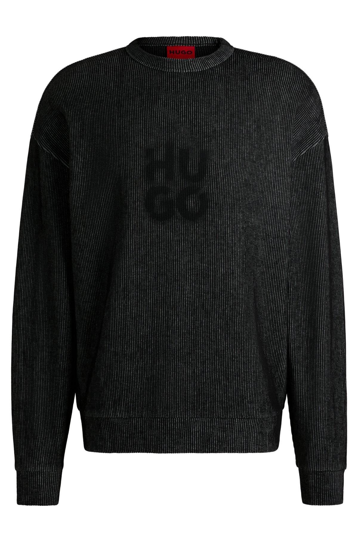 Ribbed sweatshirt with stacked smoke logo print Product Image