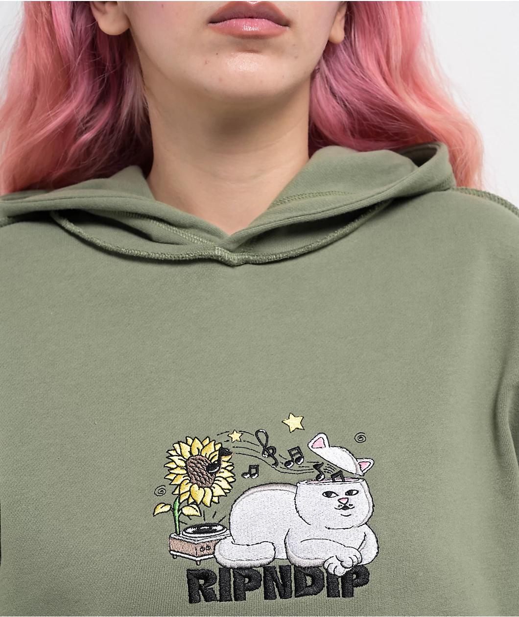 RIPNDIP No Music No Life Dusty Olive Hoodie Product Image