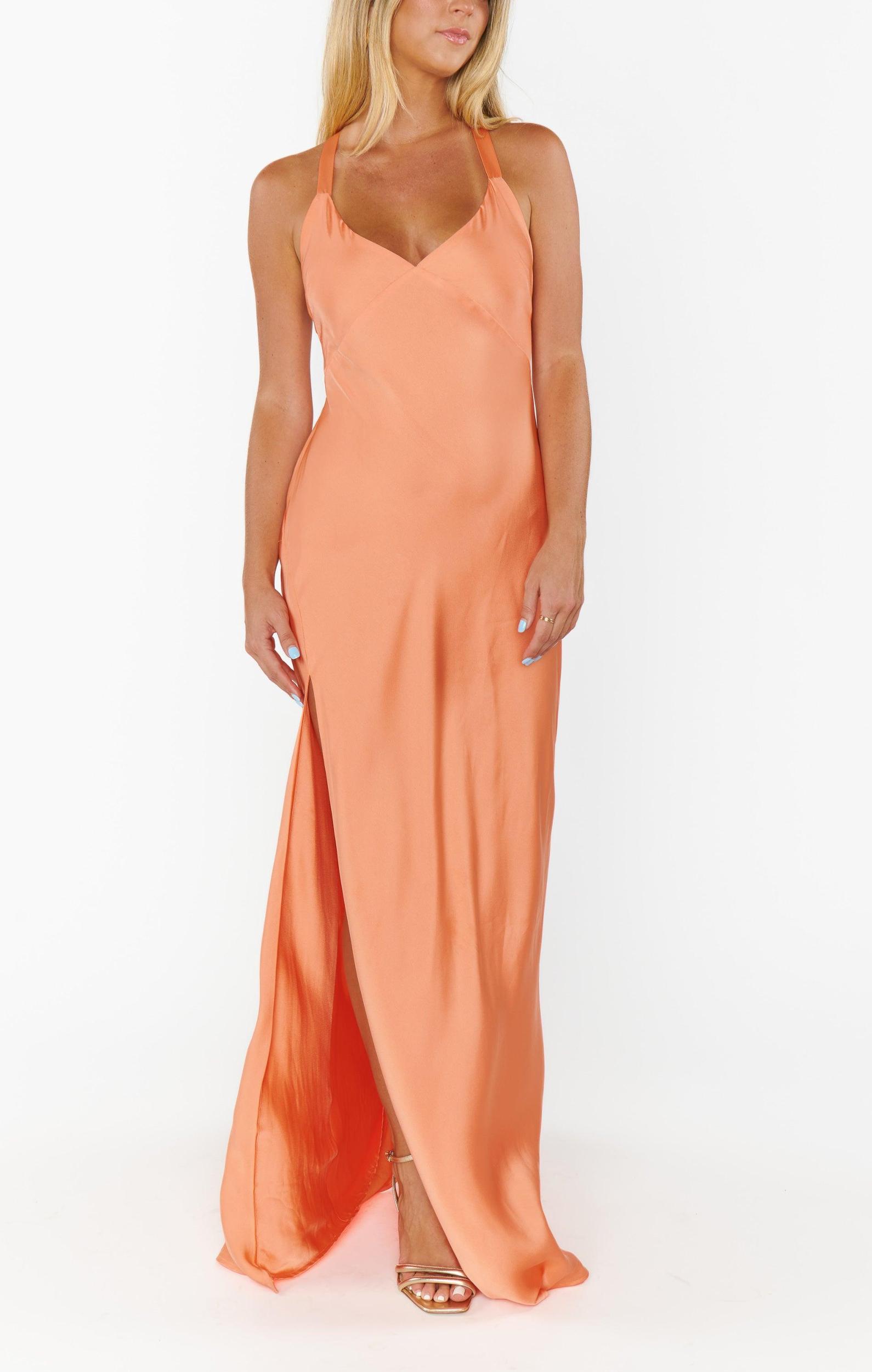 Anderson Maxi Dress ~ Cantaloupe Luxe Satin Product Image