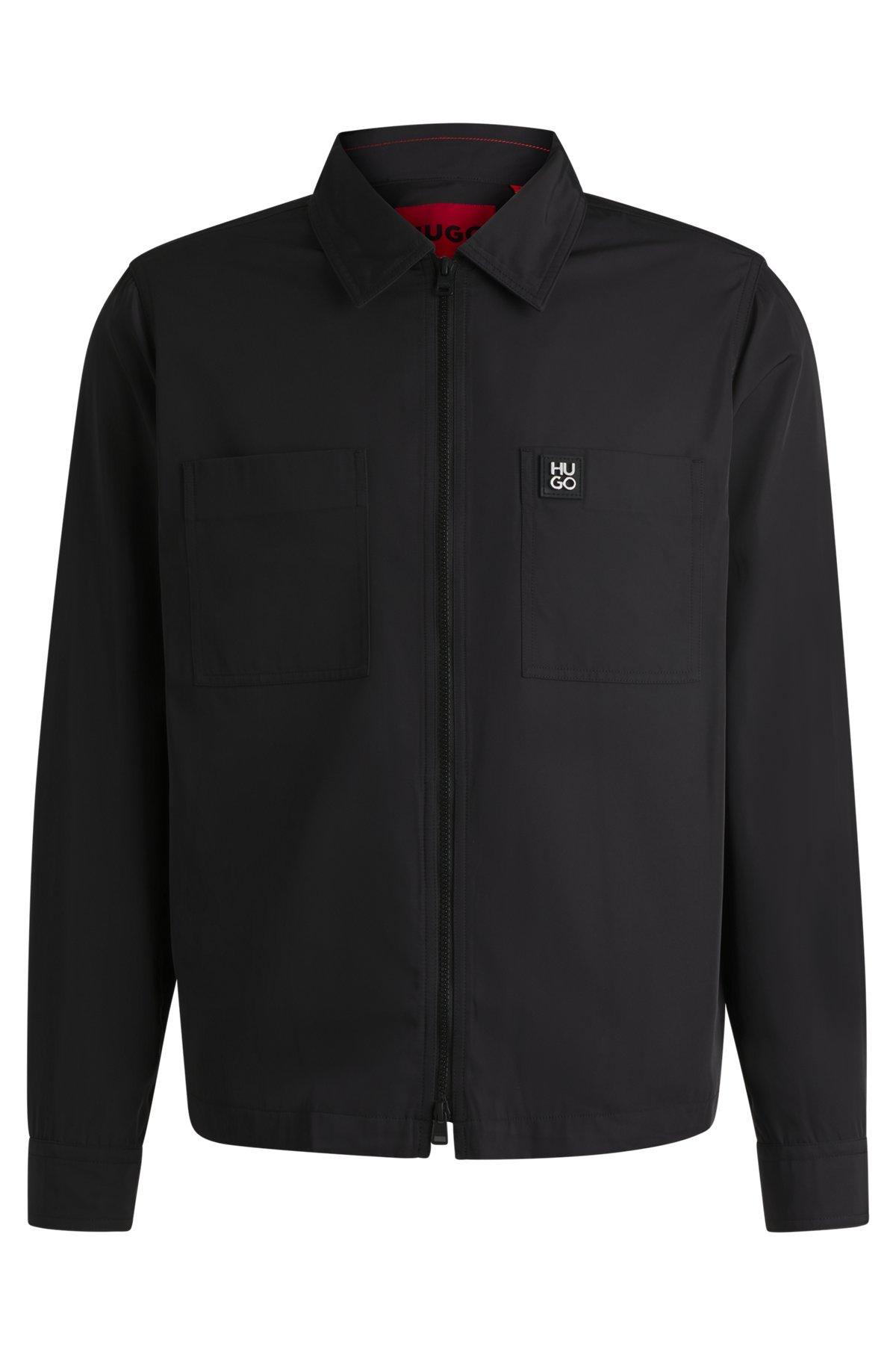 Oversize-fit zip-up shirt with stacked logo trim Product Image