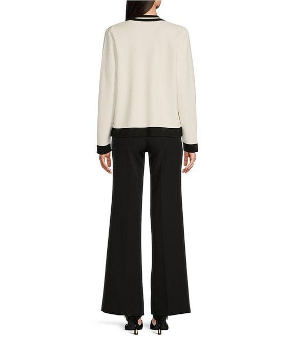 KARL LAGERFELD PARIS Knit Contrast Trim Scoop Neckline Sleeveless Tank Product Image