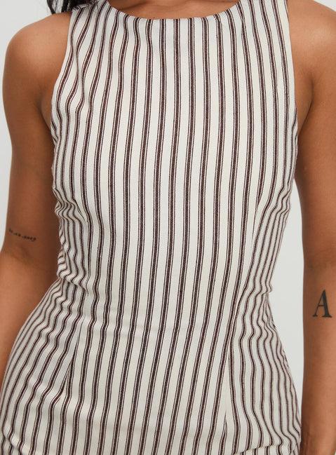 Yumiko Romper Brown Stripe Petite Product Image