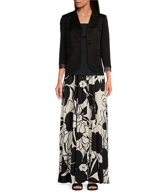 Tara Jarmon Valensole Woven Notch Collar 3/4 Fringe Sleeves Button Front Jacket Product Image