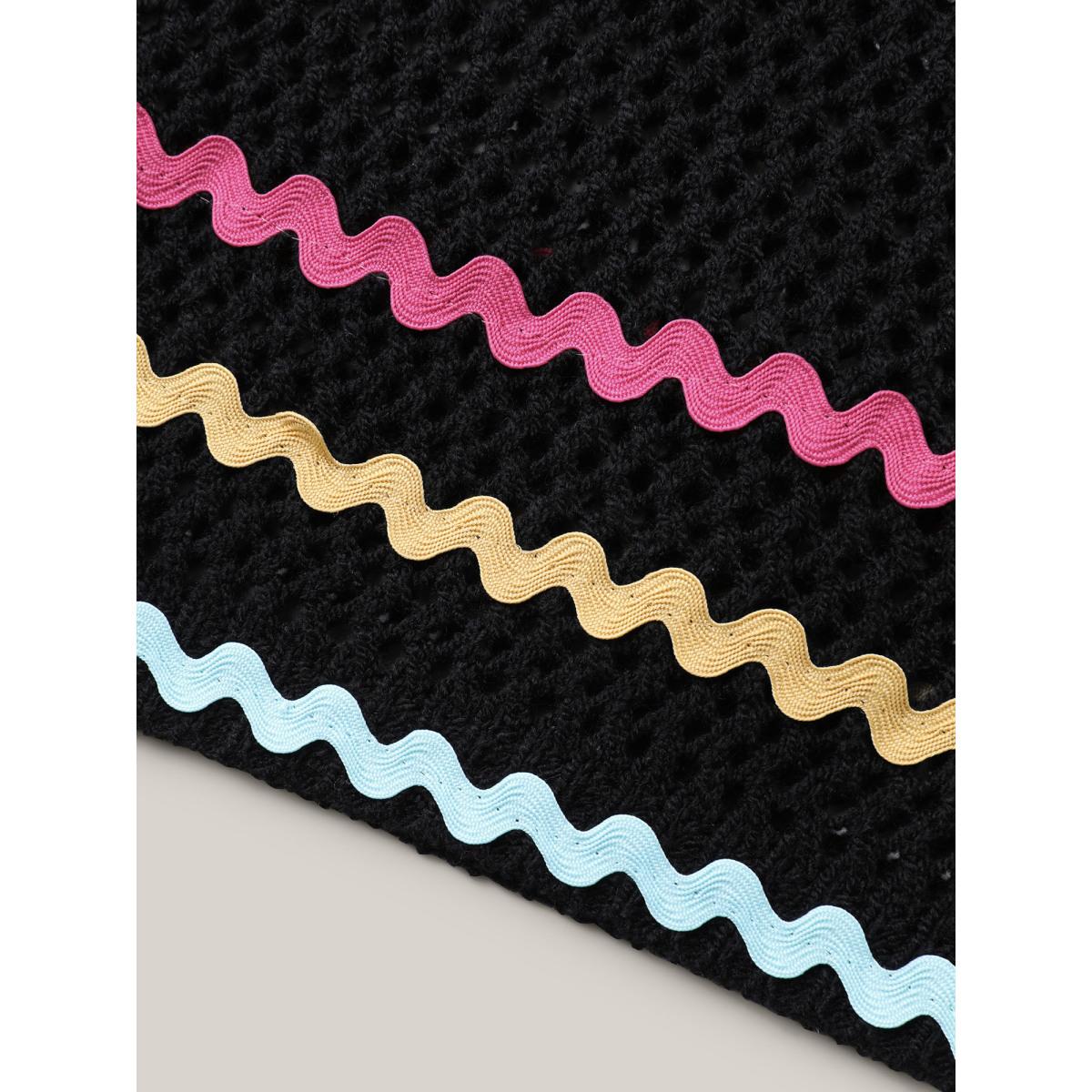 Plus Size Colorful Webbed Slit Cut-Out Swim Cover-Up Women's Swimwear Black Beach Loose Contrast Curve Swim Cover Ups BloomChic 12/L Product Image