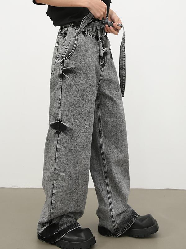 Men's Washed Loose Jeans Product Image