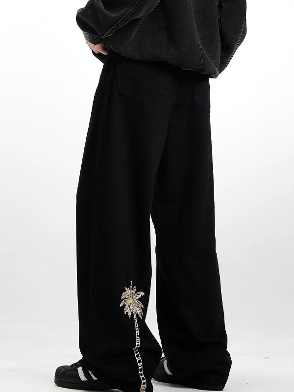 Vintage Embroidery Boyfriend Jeans Product Image