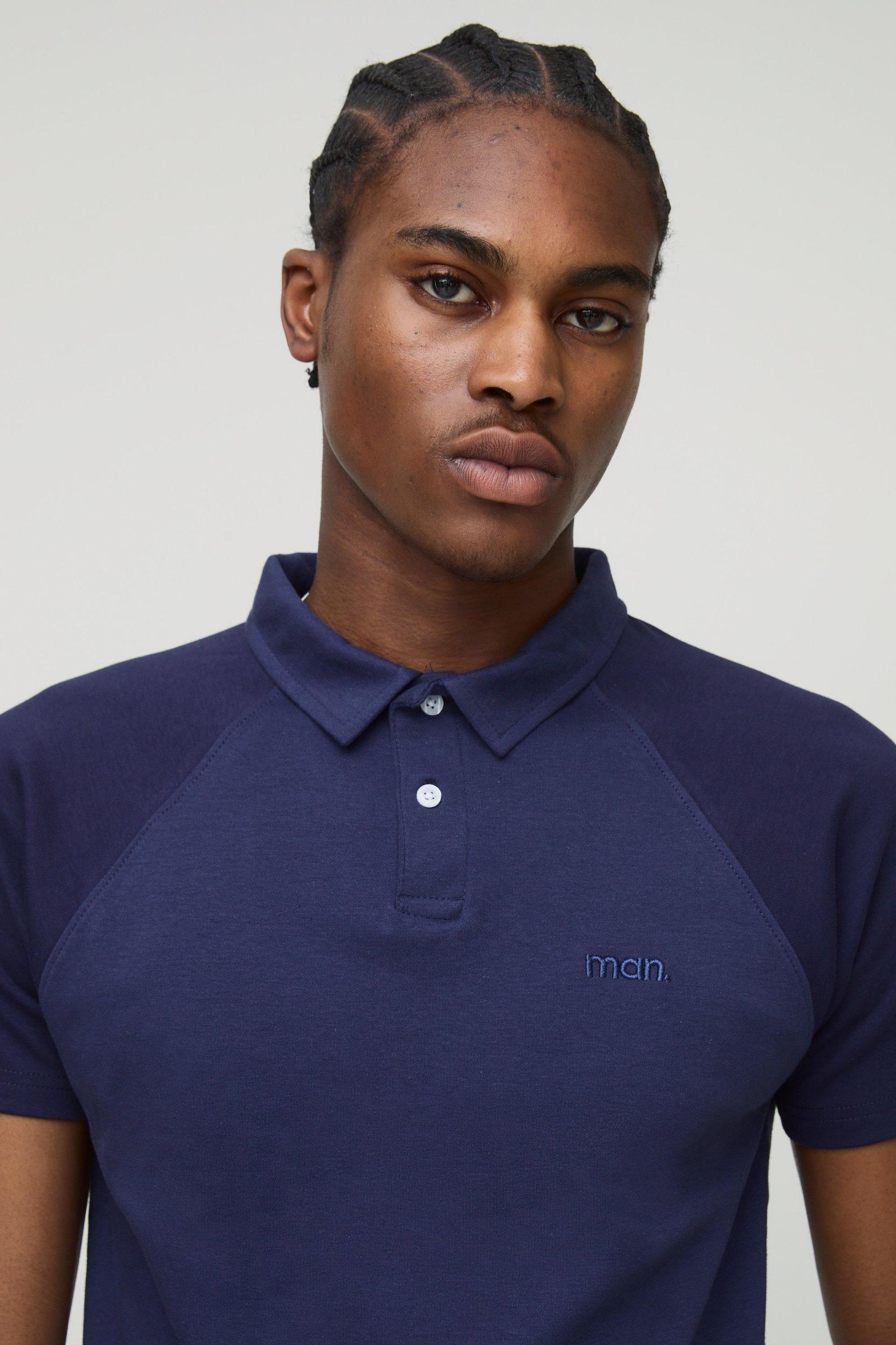 Slim Fit Man Pique Colour Block Polo | boohooMAN USA Product Image