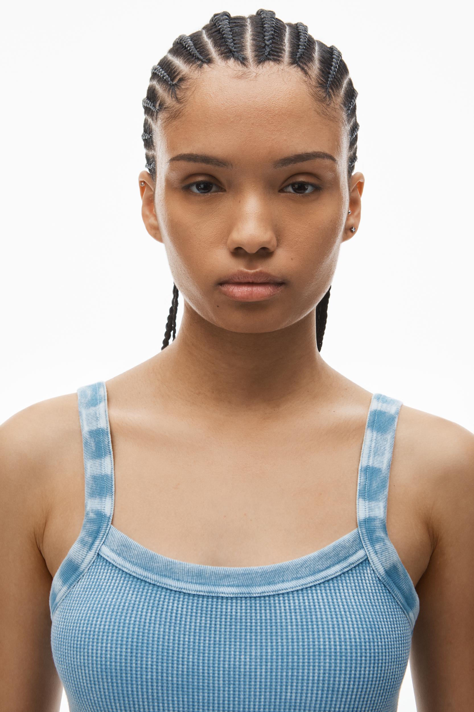 Cropped Camisole In Waffle-knit Cotton Stretch Product Image