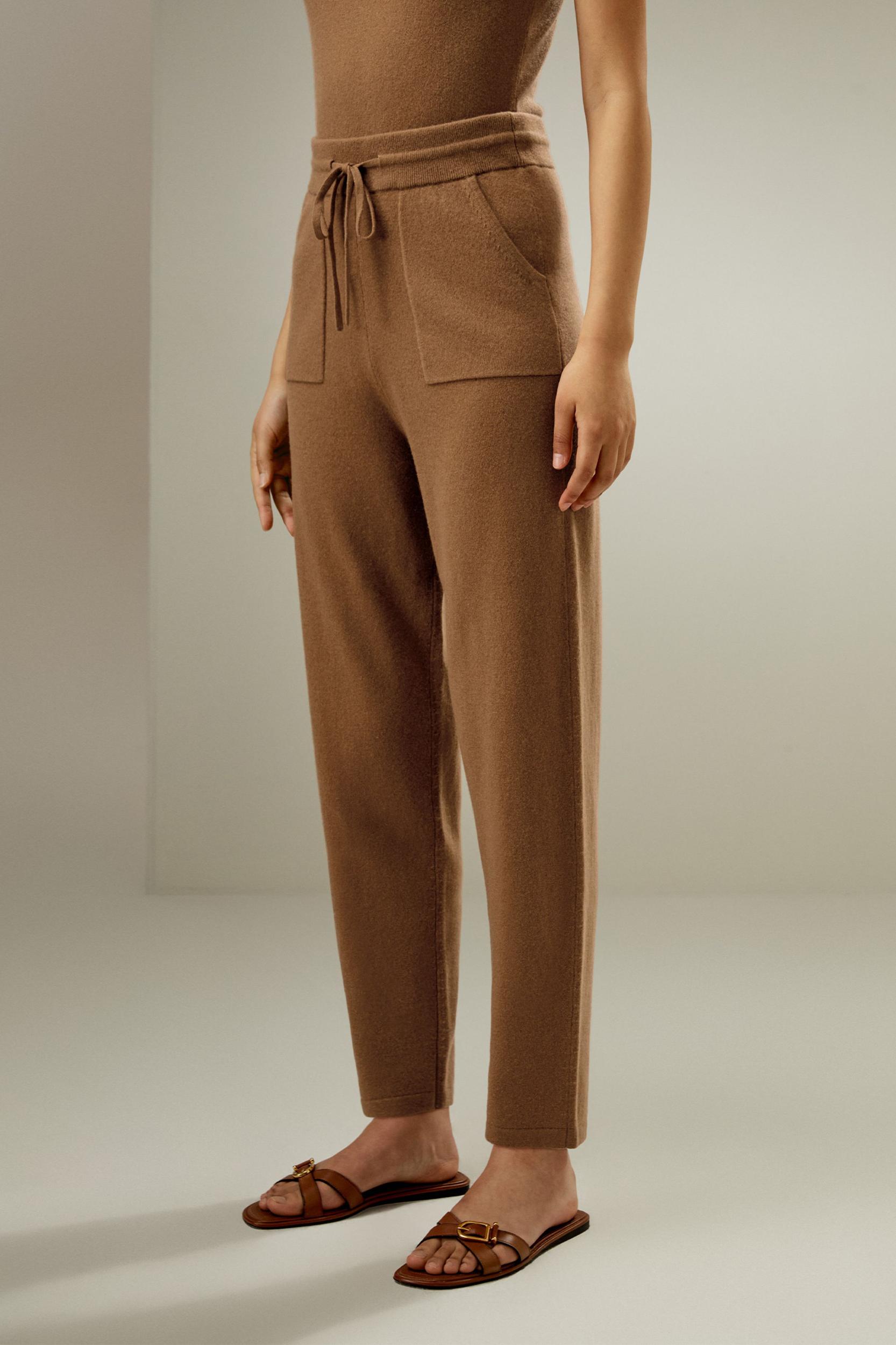 Pegged Cashmere Pants with Drawstrings Product Image