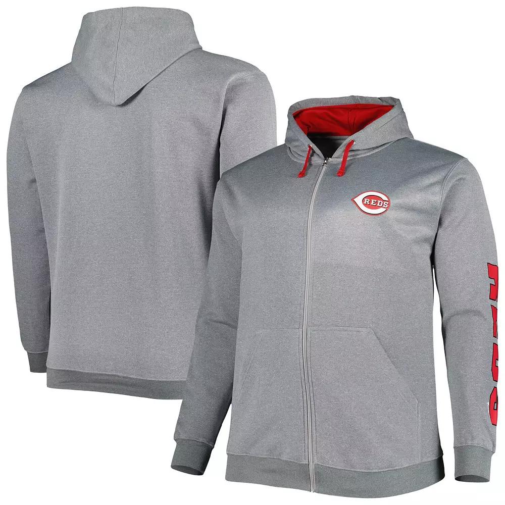 Men's Profile Ash Cincinnati Reds Big & Tall Pullover Hoodie, Size: 2XLT, Red Black Product Image