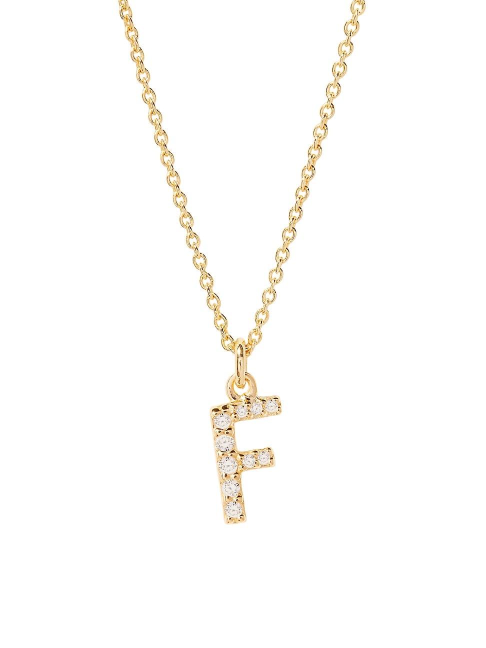 Womens Blaire 14K-Yellow-Gold Vermeil & 0.3-0.11 TCW Diamond Initial Pendant Necklace Product Image