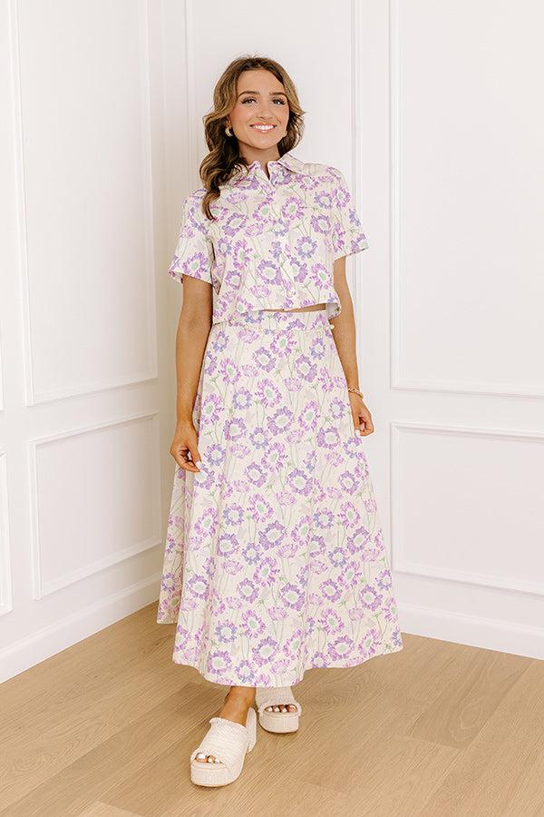 Butterfly Garden Floral Button Up Top in Lavender Product Image