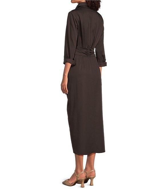 Alex Marie Adriana Long Sleeve Collared Tie Waist Maxi Dress Product Image
