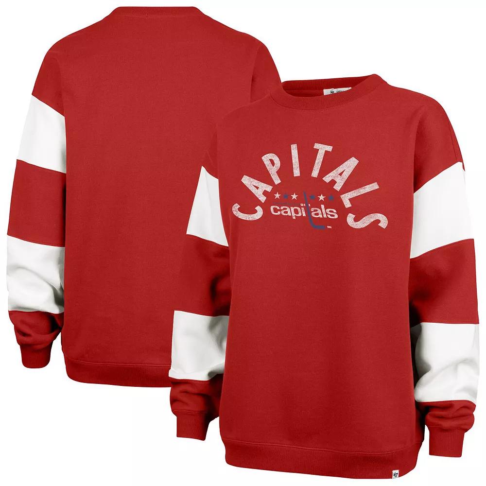 Women's '47 Red Washington Capitals Eephus Barred Pullover Sweatshirt, Size: Large Product Image