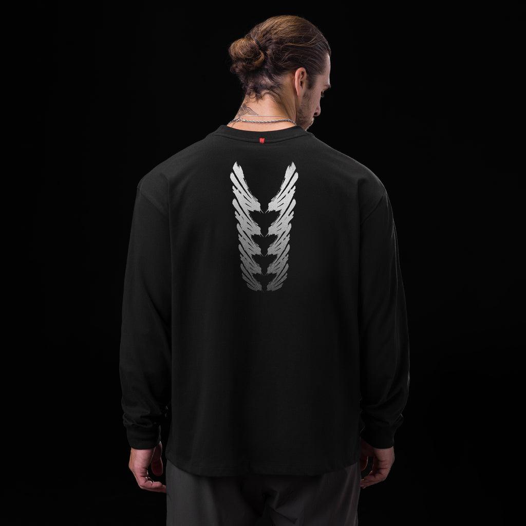 0851. Tech Essential™ Relaxed Long Sleeve - Space Grey "Brush Stroke" Product Image