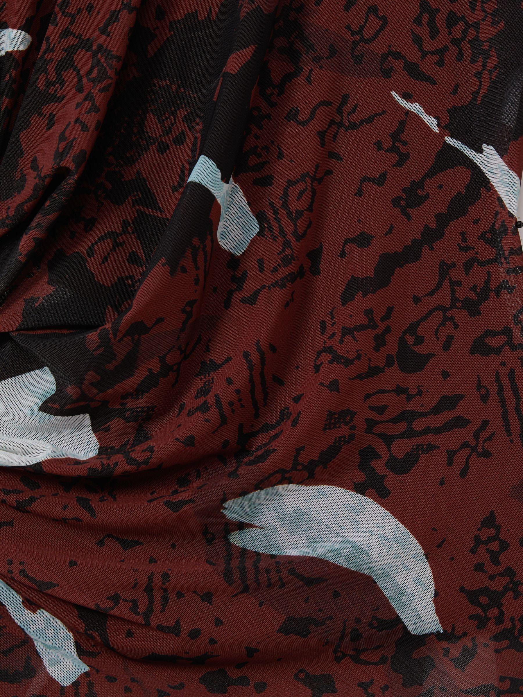 Printed Ruched Top in Burgundy Product Image