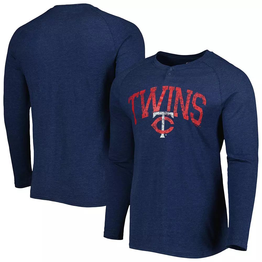 Men's Concepts Sport Heather Navy Minnesota Twins Inertia Raglan Long Sleeve Henley T-Shirt,  Product Image