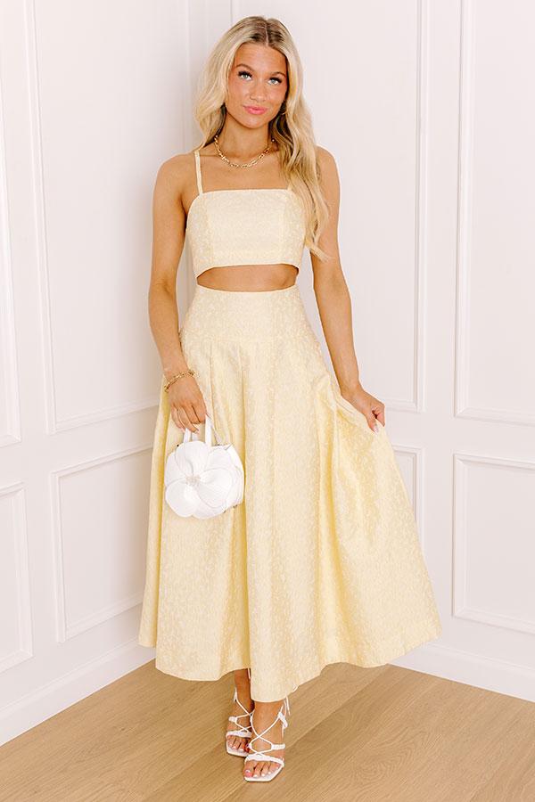 Conservatory Stroll High Waist Floral Jacquard Midi Skirt Product Image